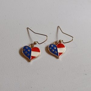 Gold Plated Patriotic Heart Earrings